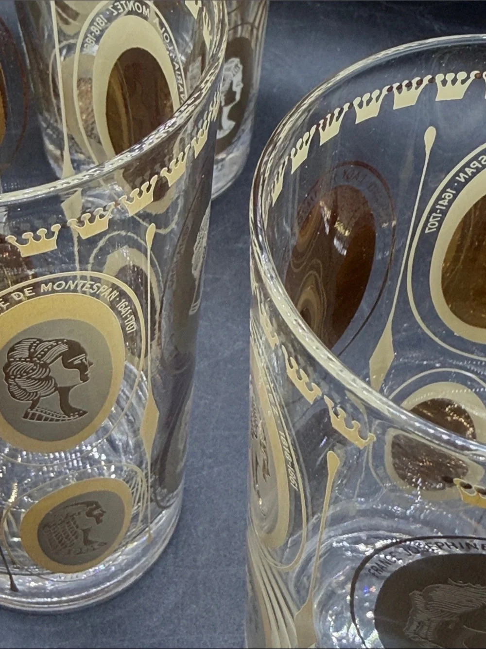 Set 4 Vintage Mid-Century Modern Courtesan / Royal Ladies Highball Glasses Cups
